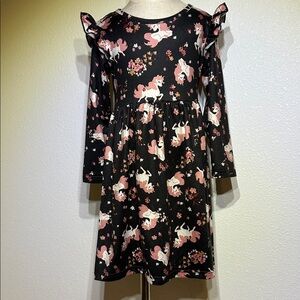 Blueberi boulevard Unicorn Ruffle Sleeve Dress |Size 4